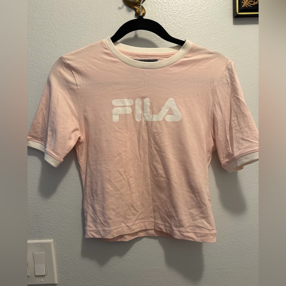 Vintage Fila Light Pink Tee with White Accents